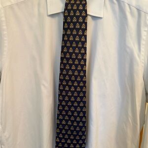 Ermenegildo Zegna Navy and Gold Patterned Tie